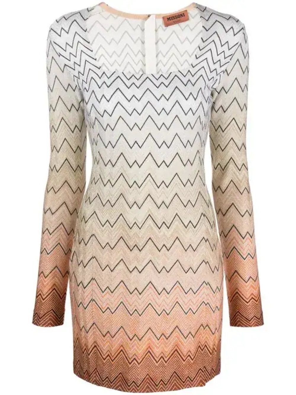 Missoni zigzag Intarsia-knit Chevron Ombre Orange Long-Sleeve Metallic Dress